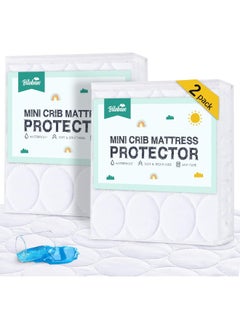 Biloban Biloban Mini Crib Mattress Protector 2 Pack Waterproof, Quilted 38"x24" Protective Pack and Play Mattress Pad Cover, Noiseless & Breathable Baby Mini Crib Sheets for Boys & Girls  - Image 1