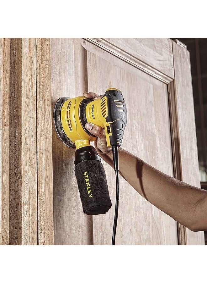 Stanley 300W Random Orbit Sander Yellow and Black 125 mm SS30-B5 - Image 3