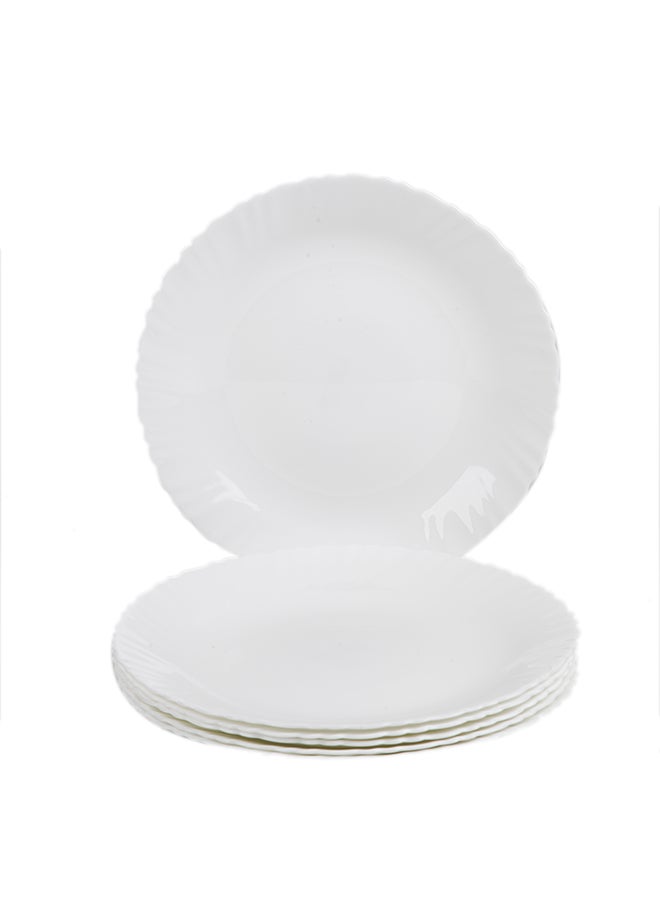 ايست من نون طقم أطباق عشاء كبيرة 10 بوصة مجموعة من 6، أطباق زجاجية بيضاء خفيفة الوزن، آمنة في غسالة الصحون والميكروويف - Image 1