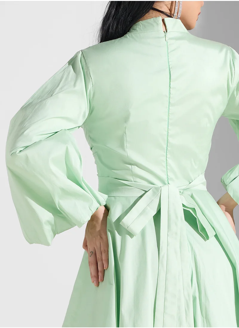 Namshi x Emebllished Detail Dress With Puff Sleeve