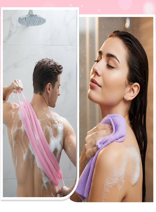 Yuomeaz 4 Pcs Exfoliating Washcloth Back Scrubber, Double-Sided Body Scrubber with Handles Body Exfoliator for Shower, Stretchable Nylon Back Washer Bath Loofah for Women Men Deep Cleaning - Image 4