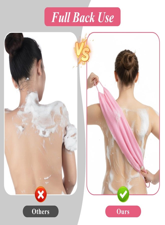Yuomeaz 4 Pcs Exfoliating Washcloth Back Scrubber, Double-Sided Body Scrubber with Handles Body Exfoliator for Shower, Stretchable Nylon Back Washer Bath Loofah for Women Men Deep Cleaning - Image 3