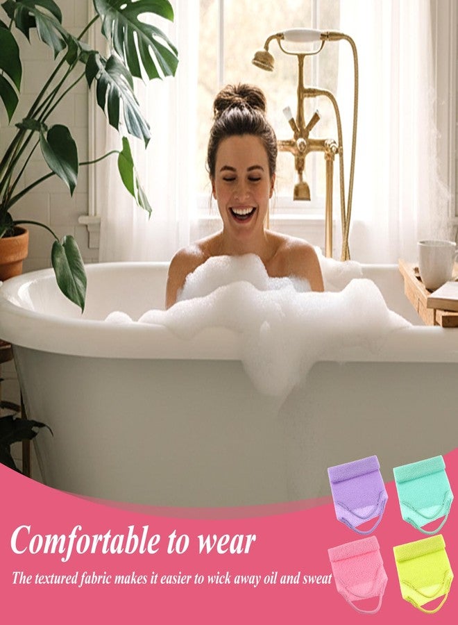 Yuomeaz 4 Pcs Exfoliating Washcloth Back Scrubber, Double-Sided Body Scrubber with Handles Body Exfoliator for Shower, Stretchable Nylon Back Washer Bath Loofah for Women Men Deep Cleaning - Image 5