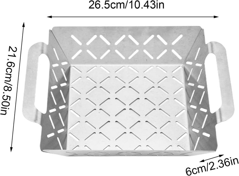Grill Basket | with Handle Stainless Steel Heavy Duty Portable Cookware,Stainless Steel Grill Pan | for Electric Backyard Patio Picnic Tailgating Party Entertaining Vegetables Corn Potato Meat Seafood - Image 4