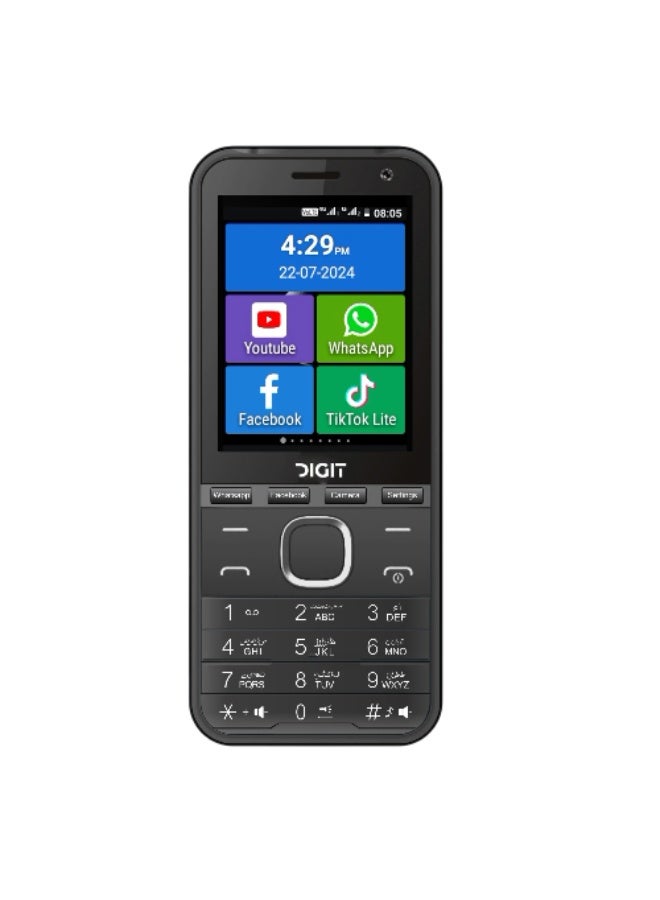 DIGIT هاتف DIGIT Z1 (4G)، ذاكرة وصول عشوائي: 1 جيجابايت + ذاكرة تخزين داخلية: 8 جيجابايت، شاشة لمس 2.8 بوصة، بطارية 2500 مللي أمبير، معالج رباعي النواة 4G - أسود (صنع في مصر) - Image 2