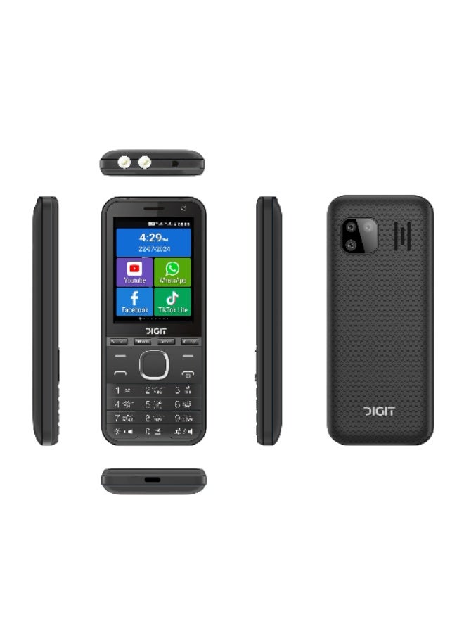 DIGIT هاتف DIGIT Z1 (4G)، ذاكرة وصول عشوائي: 1 جيجابايت + ذاكرة تخزين داخلية: 8 جيجابايت، شاشة لمس 2.8 بوصة، بطارية 2500 مللي أمبير، معالج رباعي النواة 4G - أسود (صنع في مصر) - Image 1