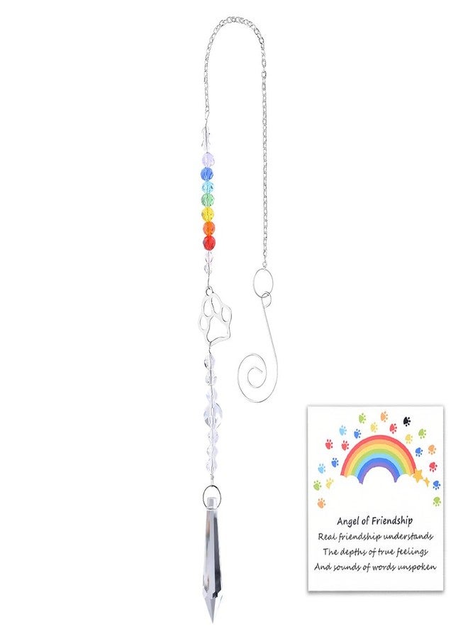 Sisadodo Cat Dog Memorial Crystal Suncatcher Dog Memorial Gifts for Loss of Dogs Paw Print Sun Catcher Pet Sympathy Gifts for Loss of Cats Dogs Rainbow Bridge Gift Card Rainbow Maker Wind Chime - Image 1
