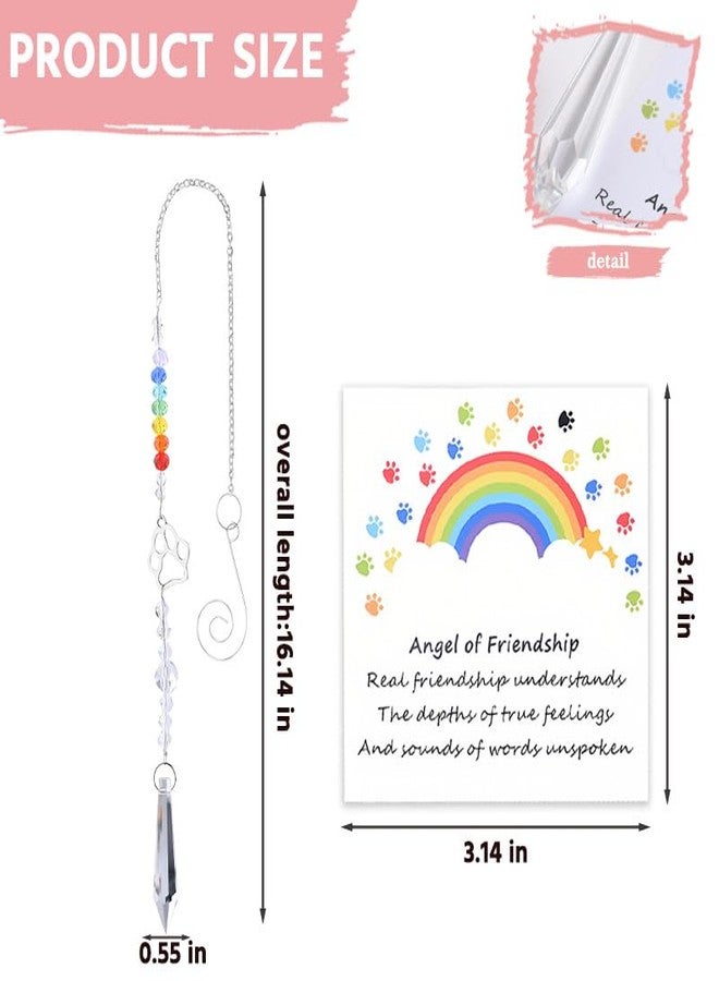 Sisadodo Cat Dog Memorial Crystal Suncatcher Dog Memorial Gifts for Loss of Dogs Paw Print Sun Catcher Pet Sympathy Gifts for Loss of Cats Dogs Rainbow Bridge Gift Card Rainbow Maker Wind Chime - Image 2