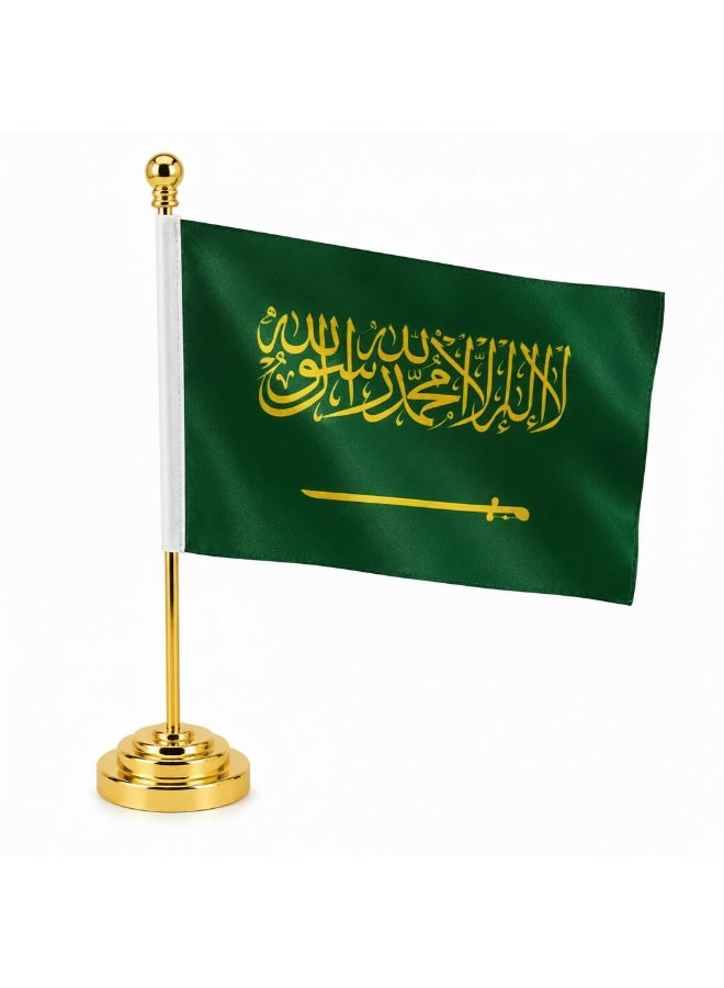 Desk Saudi Flag with Steel Base for Saudi National Day Celebrations