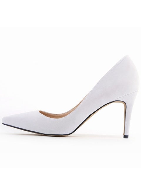 Smooth Pointed Toe solid Low-Vamp Stiletto High Heels 8 cm White