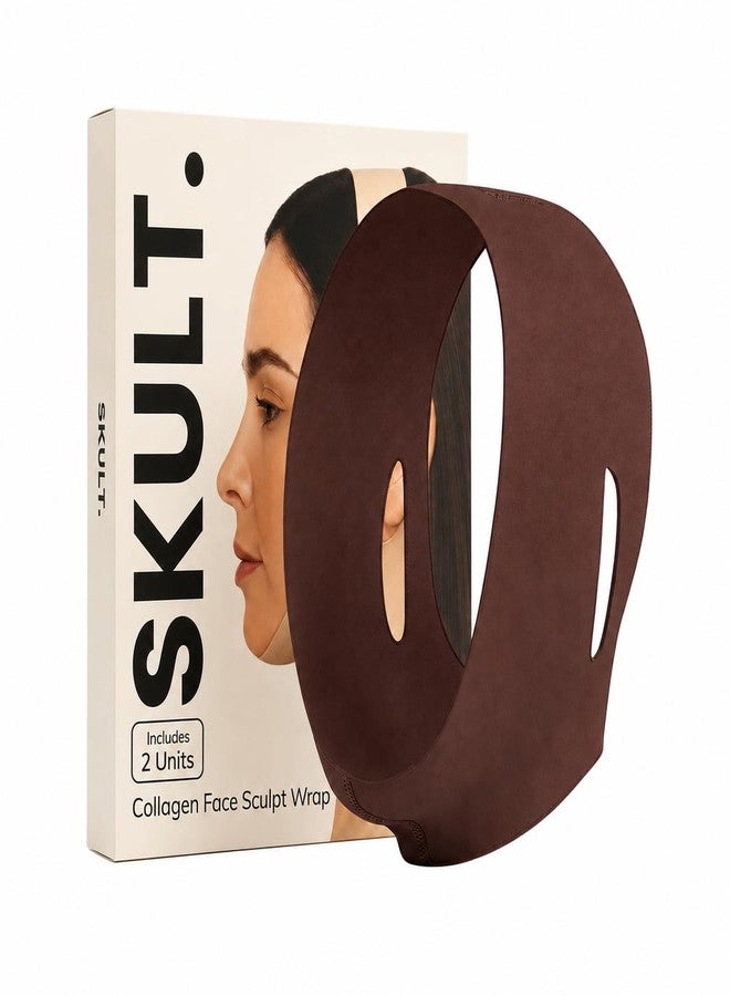 SKULT Collagen Face Sculpt Wrap for Chin & Jawline 2 PCS, Reusable Chin Strap for Sleeping, Adjustable Jawline Shaper Mask, Breathable Skin-Friendly Face Wrap (Brown) - Image 1