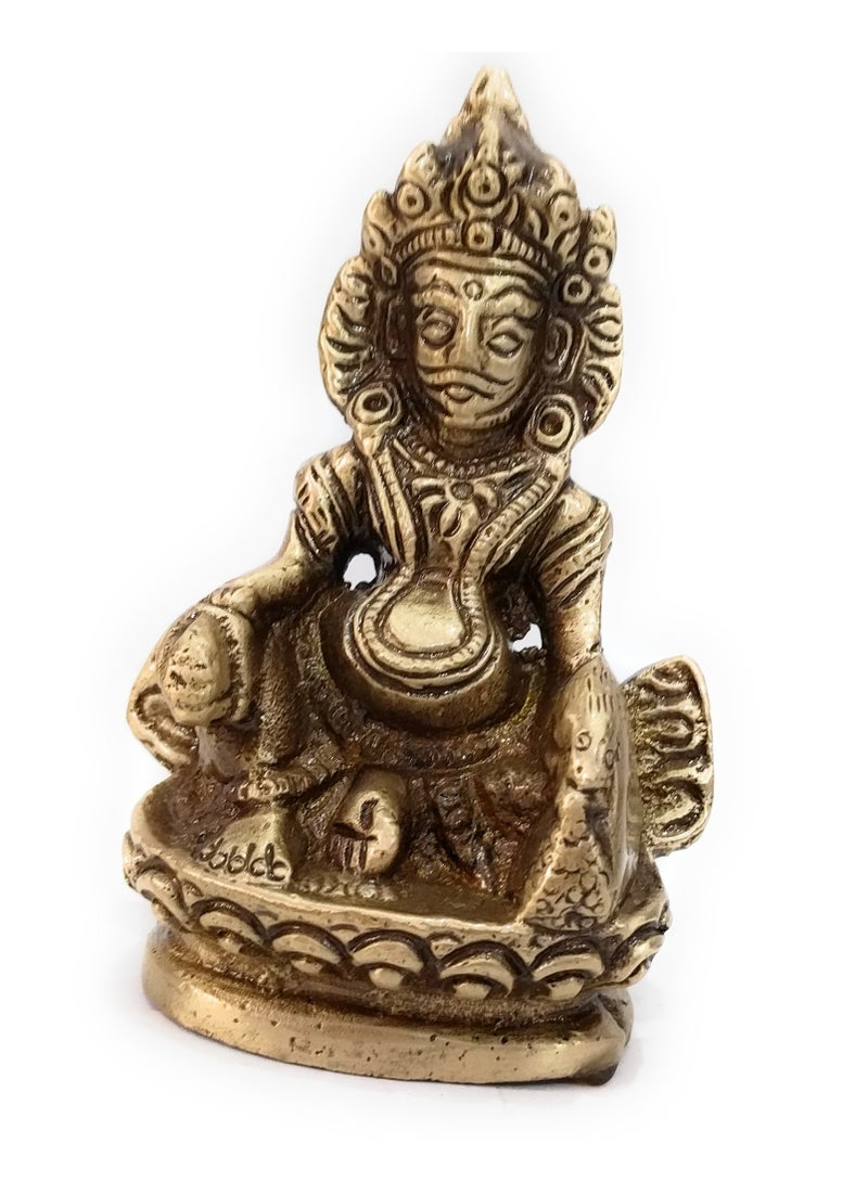 athizay Brass Lord Kuber Statue  7 cm Antique Finish  Hindu God of Wealth for Altar Home Office or Prosperity Dcor Gift