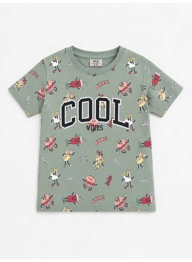 Victor And Jane  Boys’ Pajama Set – “COOL” Printed Tee & Shorts Set for Kids | Best Price UAE