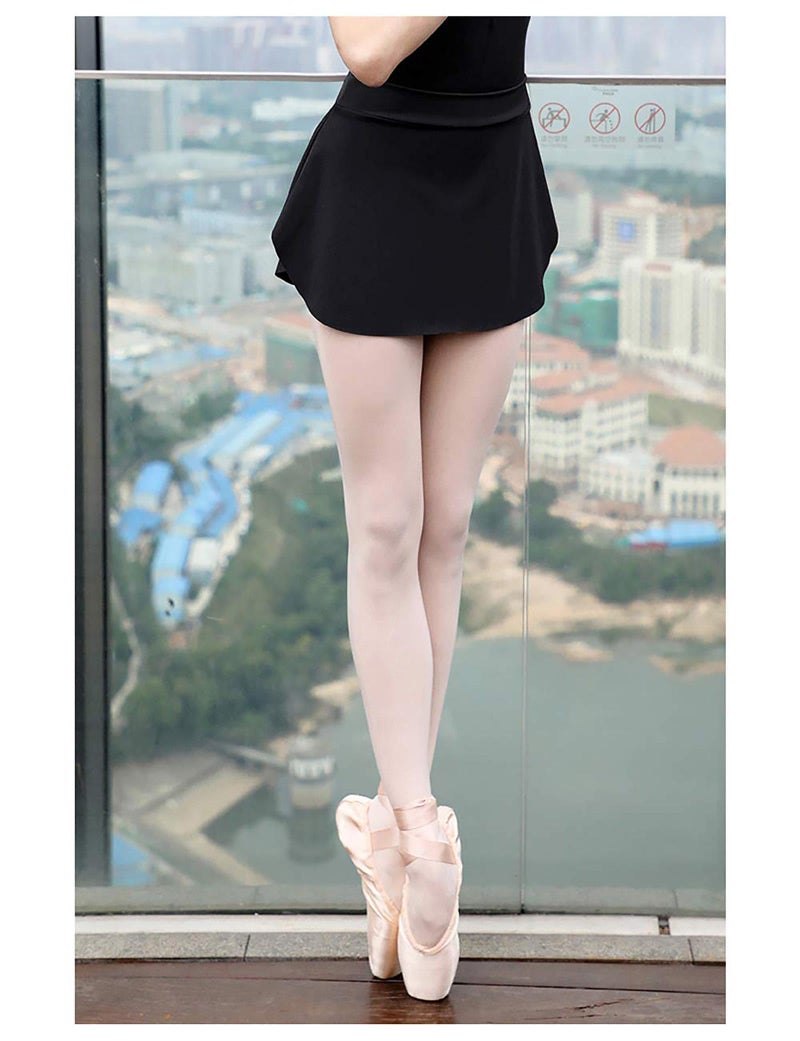Daydance Black Women Ballet Skirt Pull On Opaque Dance Skirt with Low Split - Image 3
