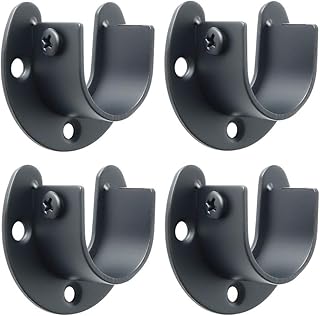 Alise Alise 1-Inch Dia Shower Closet Rod Set Holder Flange Socket Bracket Supports,Stainless Steel Matte Black 4 Pcs  - Image 1