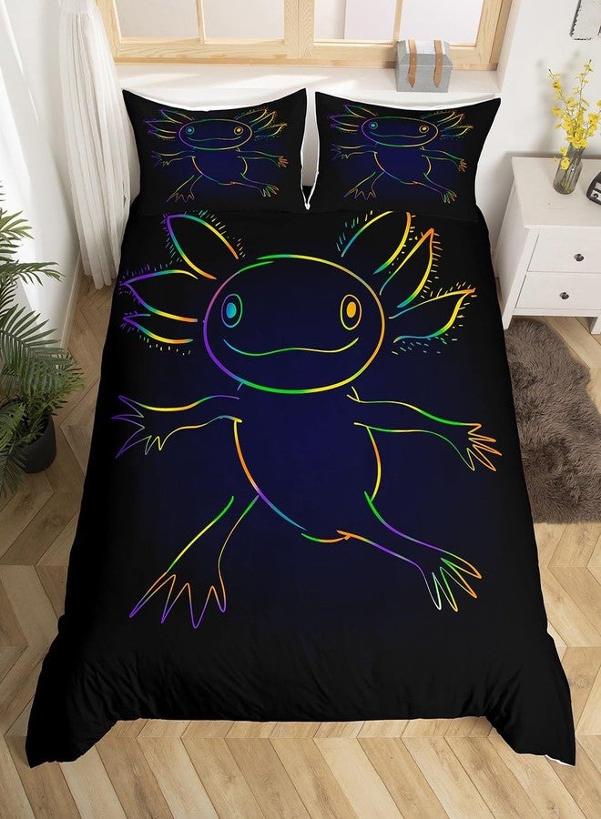 Feelyou Cute Axolotl Duvet Cover Cartoon Salamander Bedding Set for Kids Boys Girls Black Axolotl Comforter Cover Ocean Sealife Bedspread Cover 1 Duvet Cover with 1 Pillowcase Twin Size (No Comforter) - Image 1