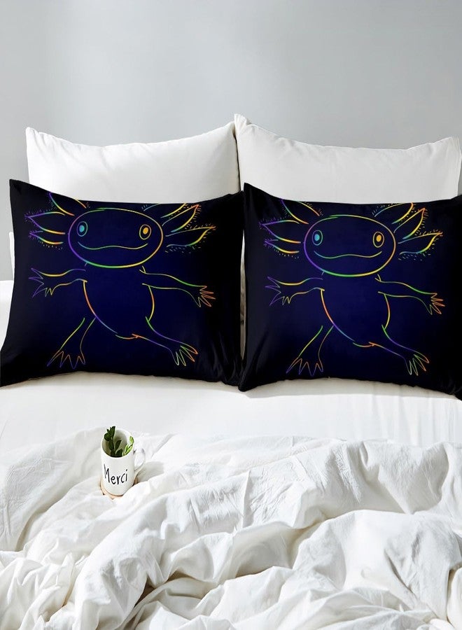 Feelyou Cute Axolotl Duvet Cover Cartoon Salamander Bedding Set for Kids Boys Girls Black Axolotl Comforter Cover Ocean Sealife Bedspread Cover 1 Duvet Cover with 1 Pillowcase Twin Size (No Comforter) - Image 5