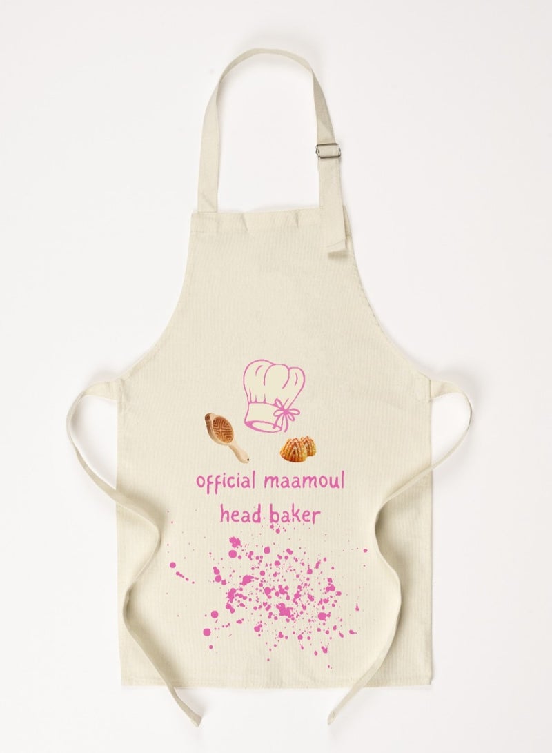 Hilalful HILALFUL Official maamoul head baker - Pink Print Apron| 100% Cotton | Suitabe for Kids and Children | Perfect Ramadan & Eid Gift for Young Kids and Children 