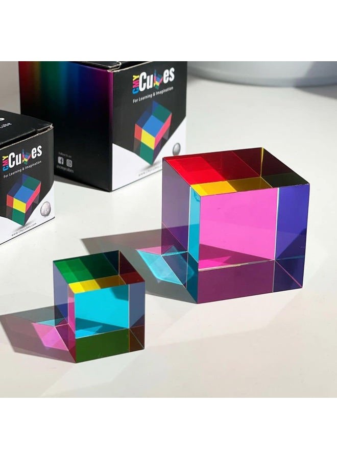 CMY Cubes Original (50mm) - Cyan, Magenta & Yellow Cube - Optical Color Cube - Teaches Subtractive Color Mixing for Ages 15+, Educational, Scientific, Physics & Kinetic Art Desk Object, STEAM - Image 1