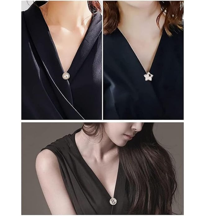 ARLICORPING 20Pcs Women Shirt Brooch Pearl No Sew Button Pins Instant Jeans Safety Pin - Image 4