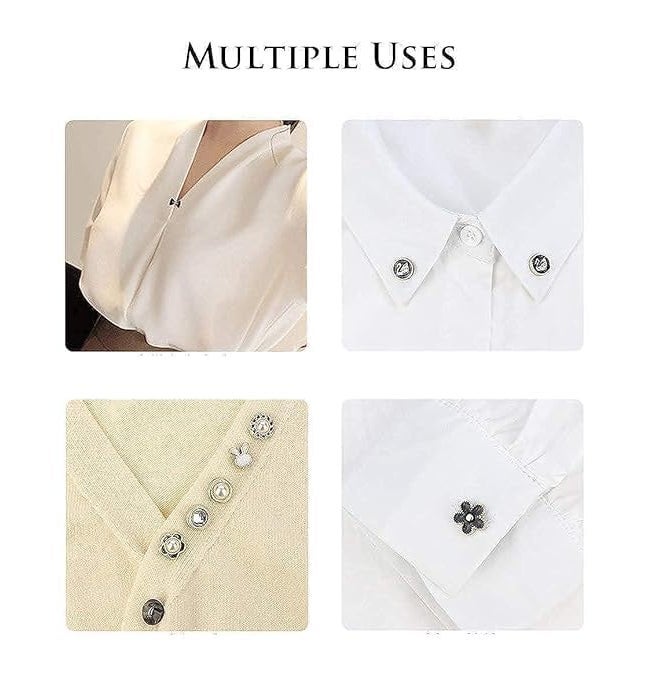 ARLICORPING 20Pcs Women Shirt Brooch Pearl No Sew Button Pins Instant Jeans Safety Pin - Image 3