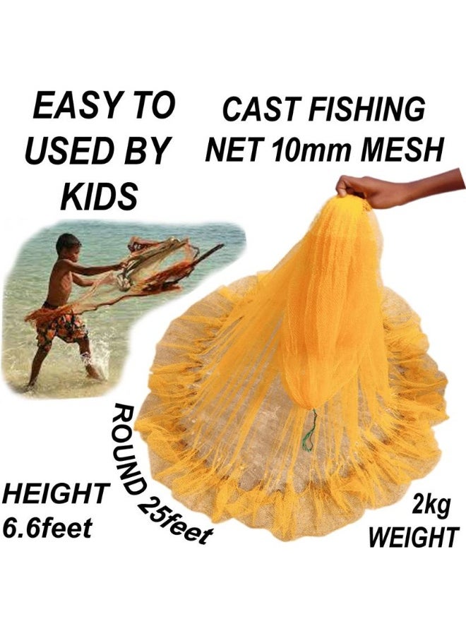 A TO Z A to Z CAST EASILY USED BY KIDS,HEIGHT 6.6ft,ROUND25ft,10mm MESH,WEIGHT 2kg Fishing Net  (White)  - Image 1