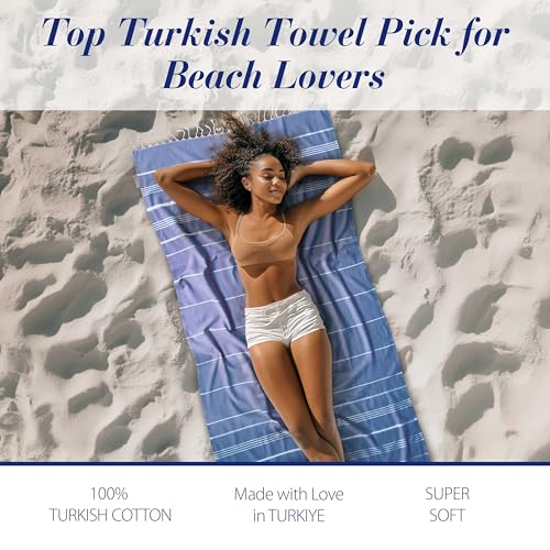 Cacala Lightweight and Thin Turkish Beach Towel 100% Cotton Sand-Free and Quick-Drying Goodness Perfect as an Extra Large Travel Towel, Beach Accessory, or Gift for Beach Lovers, 37 x 70 - Image 3