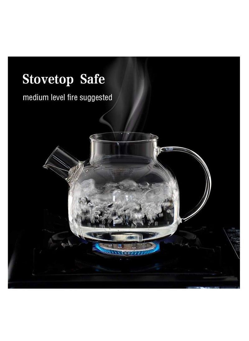 SYOSI - Glass Teapot Stovetop Safe,30.4oz Clear Teapots with Removable Filter Spout,Teapot for Loose Leaf and Blooming Tea - Image 1