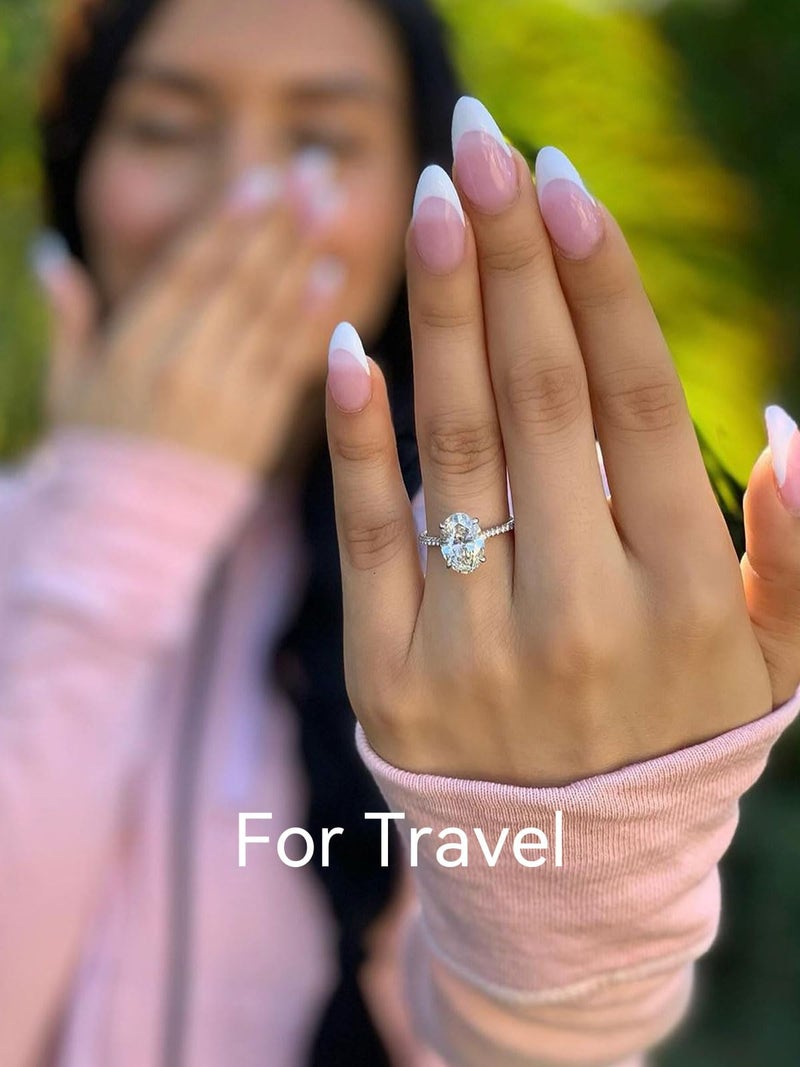 Effinny 3.5ct Oval Engagement Ring for Women,925 Sterling Silver Cubic Zirconia Promise Ring for Wedding,Travel,Daily (Pave, 6) - Image 4