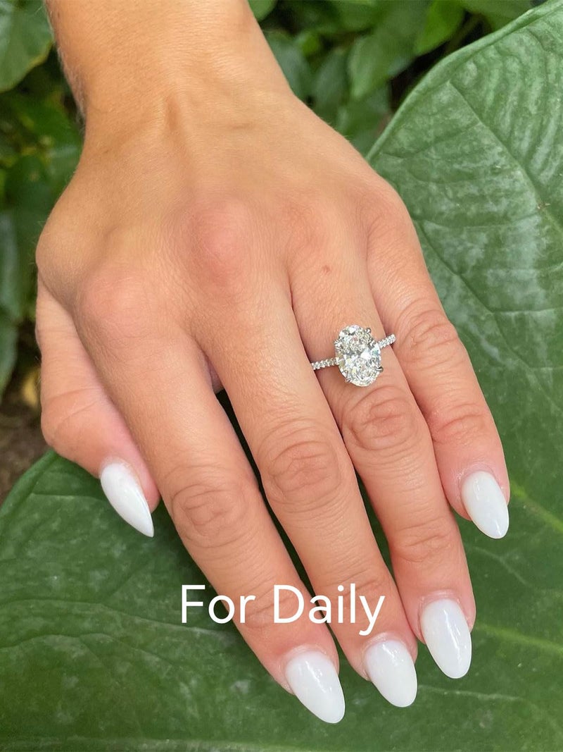 Effinny 3.5ct Oval Engagement Ring for Women,925 Sterling Silver Cubic Zirconia Promise Ring for Wedding,Travel,Daily (Pave, 6) - Image 5