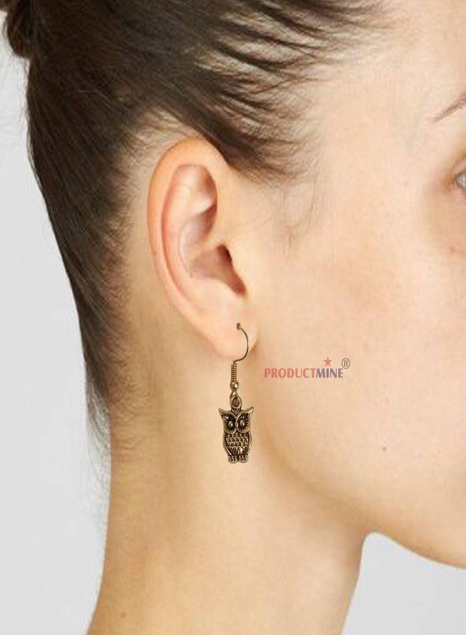 PRODUCTMINE أقراط متدلية على شكل بومة من PRODUCTMINE® للنساء والفتيات، أقراط عصرية مناسبة للإطلالات الكاجوال الأنيقة - ذهبي - زوج واحد - Image 4