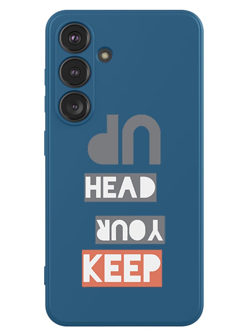 Theodor Protective Slim Fit Case Liquid Silicone Cover with Full Body Protection Anti-Scratch Shockproof Case For Samsung Galaxy S24 Plus (Blue) - Keep your head up - Image 1