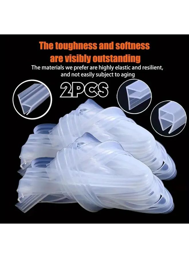 2 Rolls 78.74Inch H F U Type Glass Door Seal Strip Silicone Bathtub Shower Sealing Tape - Image 1