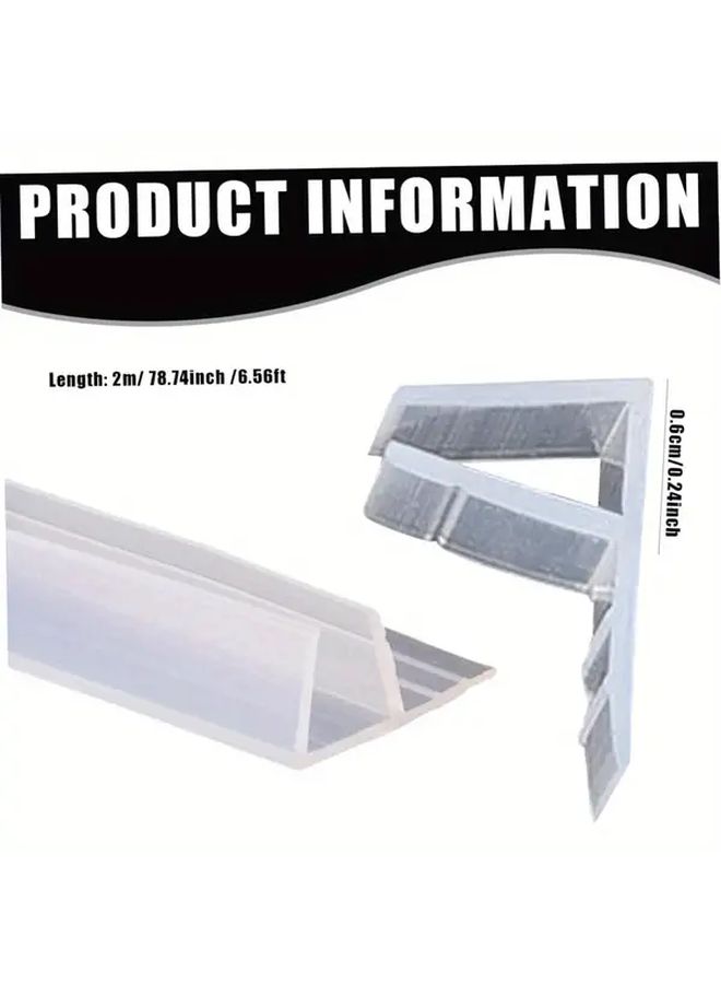 2 Rolls 78.74Inch H F U Type Glass Door Seal Strip Silicone Bathtub Shower Sealing Tape - Image 3