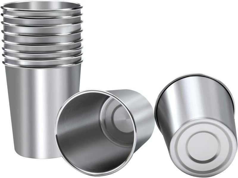 Resinta 10 Pieces 8 Ounce Stainless Steel Cups Metal Pint Cups Shatterproof Drinking Glasses for Kids or Adults 8 oz