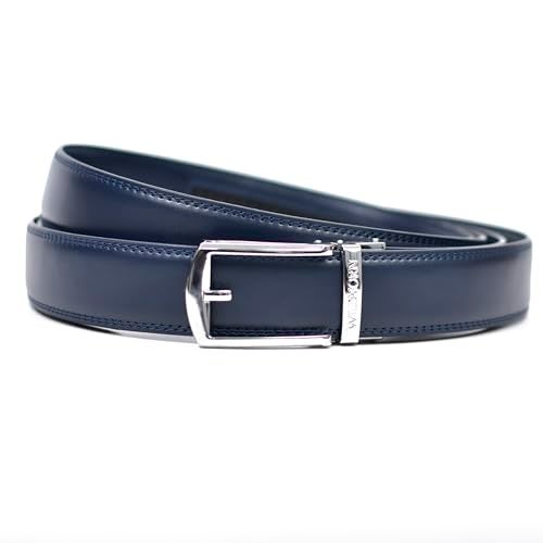 WildHorn Men's Genuine Leather Belt for Men| Premium Auto-Lock Buckle | Adjustable up to 48” | Formal & Casual Wear | Micro-Adjust Fit | Stylish Gift Box Included (MIDNIGHT NAVY) - Image 2