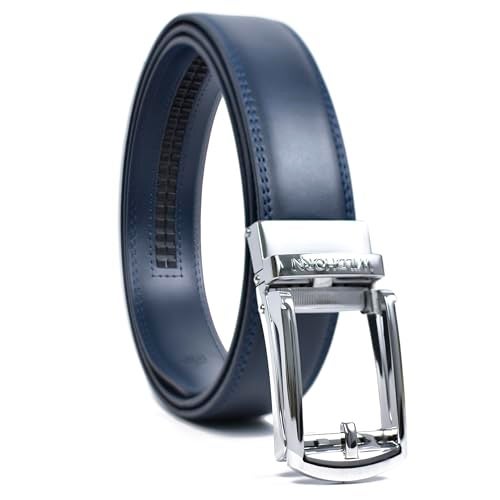 WildHorn Men's Genuine Leather Belt for Men| Premium Auto-Lock Buckle | Adjustable up to 48” | Formal & Casual Wear | Micro-Adjust Fit | Stylish Gift Box Included (MIDNIGHT NAVY) - Image 1