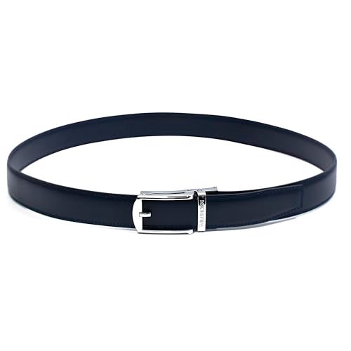 WildHorn Men's Genuine Leather Belt for Men| Premium Auto-Lock Buckle | Adjustable up to 48” | Formal & Casual Wear | Micro-Adjust Fit | Stylish Gift Box Included (MIDNIGHT NAVY) - Image 4