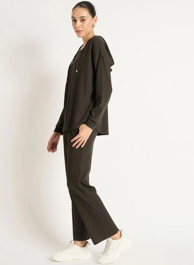 Femmella Olive Waffle Knit Hoodie and Joggers Co-Ords