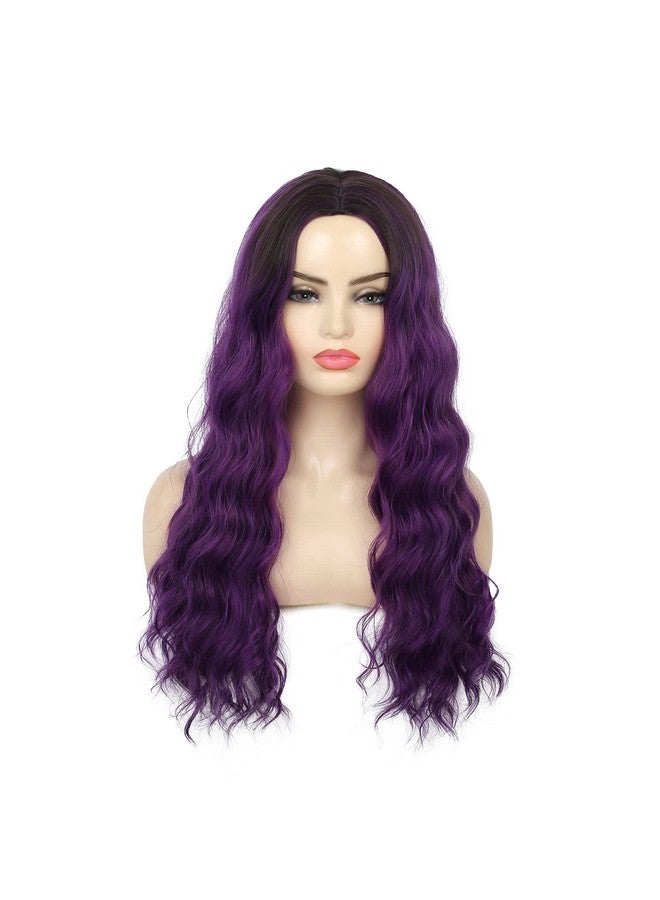 Swiking Ombre Purple Curly Wavy Long Wigs For Women Black Root Natural Cute Colorful Wig With Breathable Wig Net Perfect For Daily Party Cosplay (Purple) - Image 4