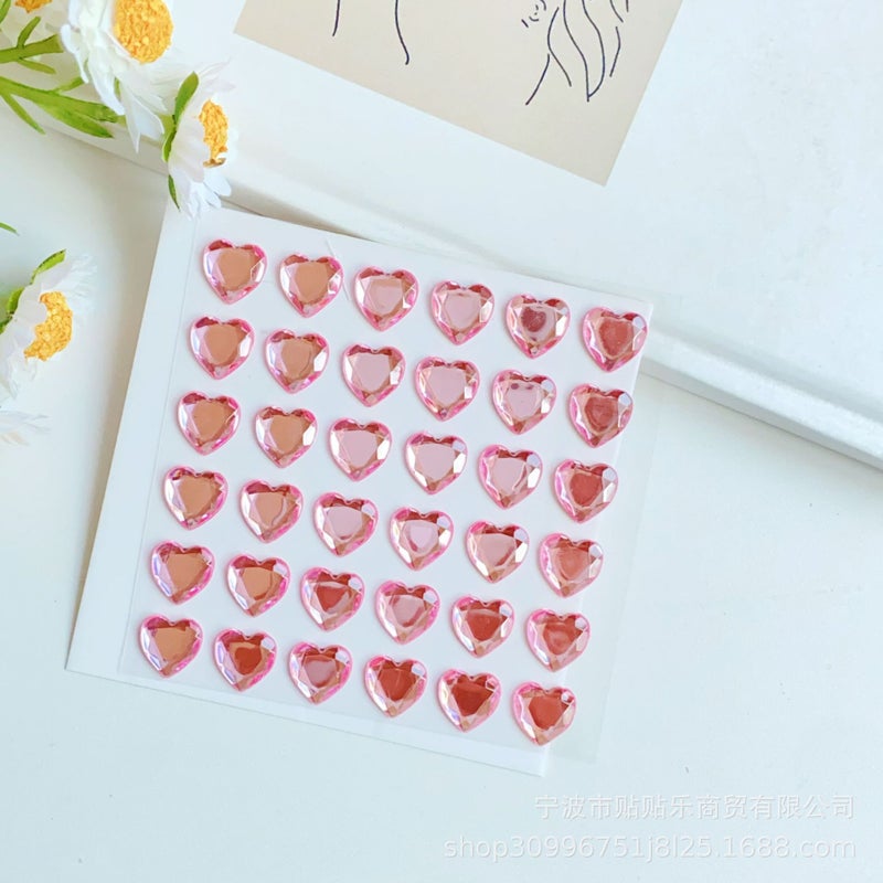 Generic Pearl Diamond Stickers for Kids Face Decoration Square pink 36 pieces 