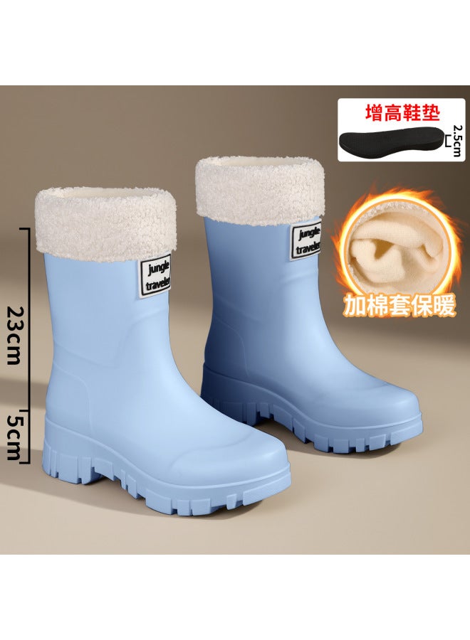 Women's Mid-calf Height-increasing Rain Boots, Waterproof Shoes, Non-slip, Simple Thick-soled Rubber Shoes, Thickened Outdoor Wear-resistant Rain Shoes
