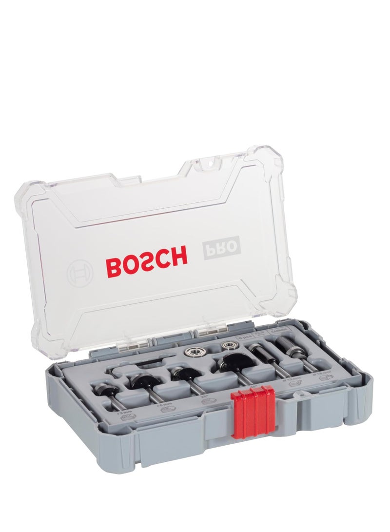 BOSCH Professional 6 Piece Router Bit Set Trim& Edging Cutter Set For Wood For Router With 6Mm Shank, Plam Routers-2607017468 - Image 1