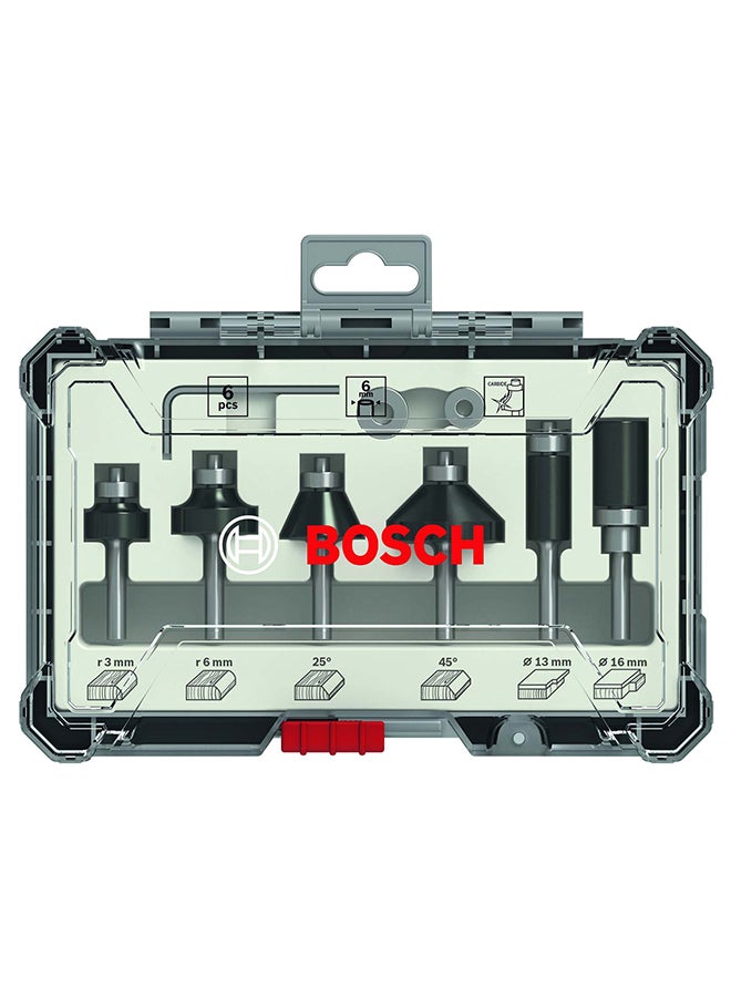 BOSCH Professional 6 Piece Router Bit Set Trim& Edging Cutter Set For Wood For Router With 6Mm Shank, Plam Routers-2607017468 - Image 2