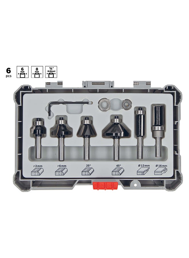 BOSCH Professional 6 Piece Router Bit Set Trim& Edging Cutter Set For Wood For Router With 6Mm Shank, Plam Routers-2607017468 - Image 3