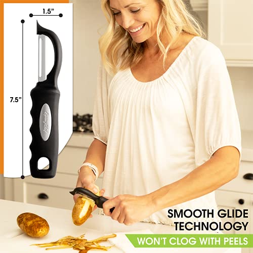 Spring Chef Premium Swivel Vegetable Peeler, Soft Grip Handle and Ultra Sharp Stainless Steel Blades - Perfect Kitchen Peeler For Veggie, Fruit, Potato, Carrot, Apple - Black - Image 4