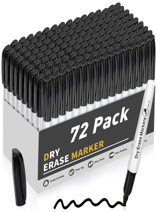 V-Opitos 72 Pack Fine Tip Dry Erase Markers - Bulk Whiteboard Erasable Black Markers, Ideal for School Classroom Office Supplies, Non-Toxic & Easy Clean for White board - Image 1