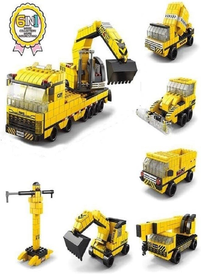 Diy 1000 Piece DIY Construction Blocks Set, 6+ Years, Includes Crane, Truck, and Other Vehicles - Image 1