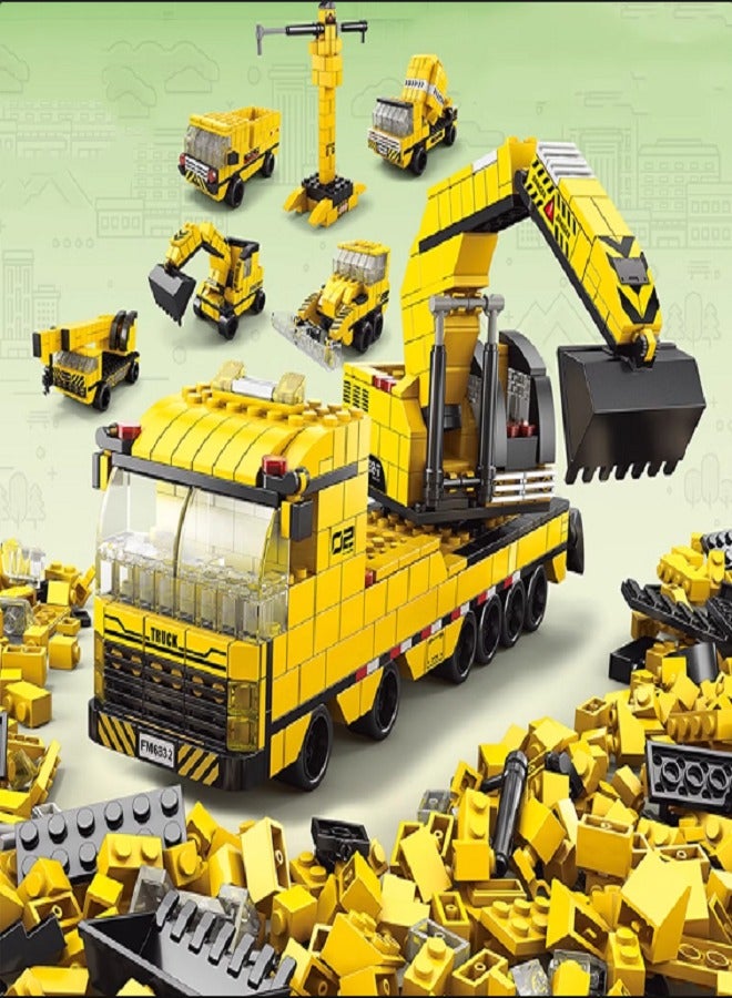 Diy 1000 Piece DIY Construction Blocks Set, 6+ Years, Includes Crane, Truck, and Other Vehicles - Image 2