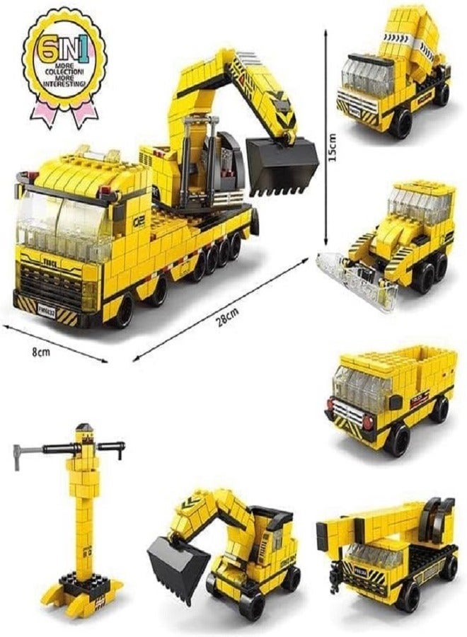 Diy 1000 Piece DIY Construction Blocks Set, 6+ Years, Includes Crane, Truck, and Other Vehicles - Image 3